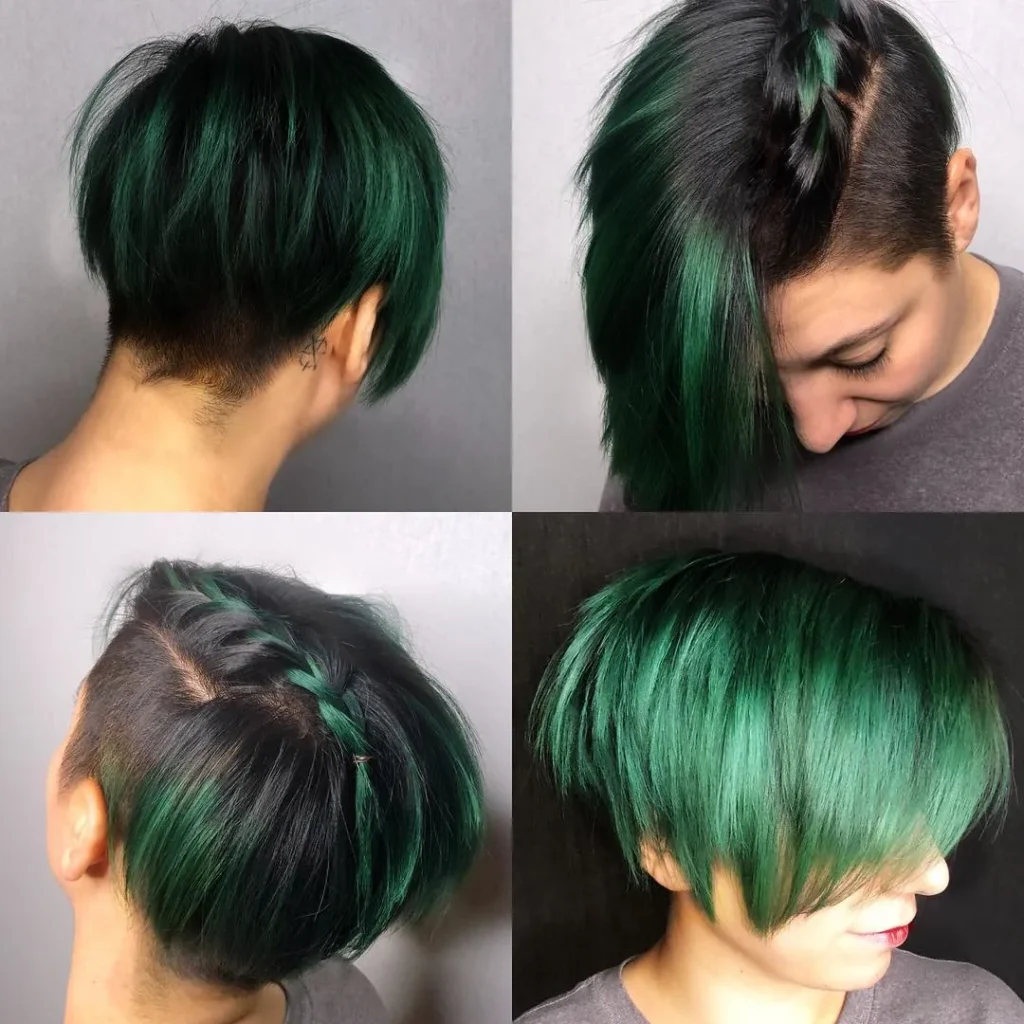 Kurzer Bob mit Zopf und Undercut