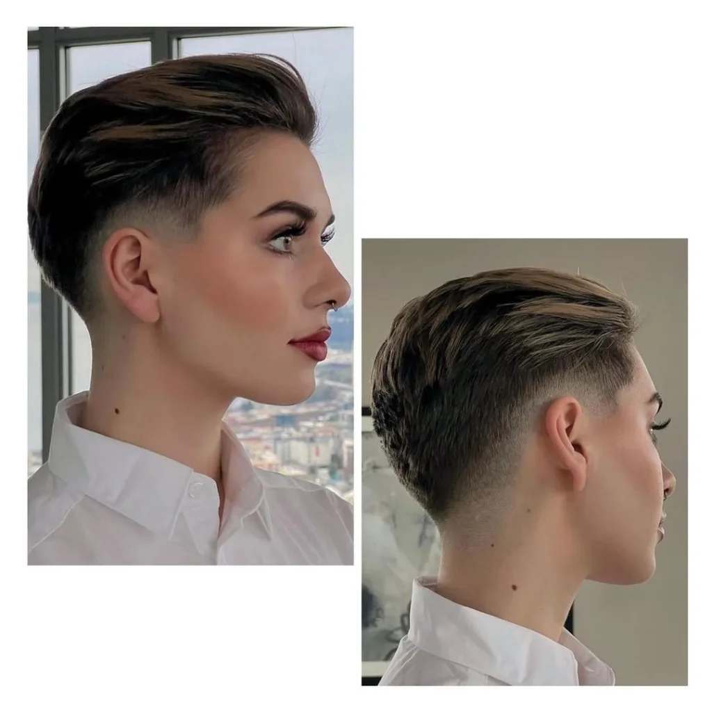 Pixie-Cut für runde Gesichter mit Undercut