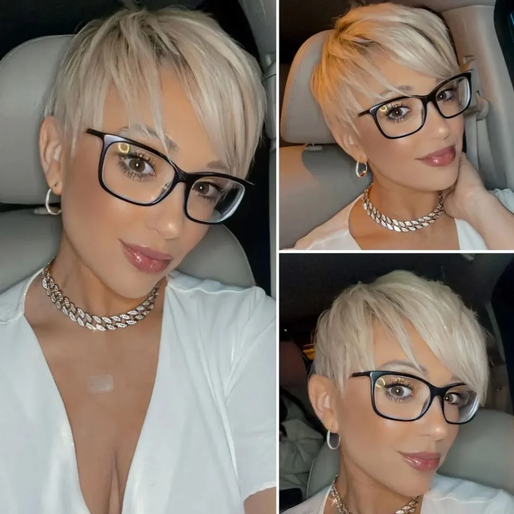 Platinblonder Pixie-Schnitt