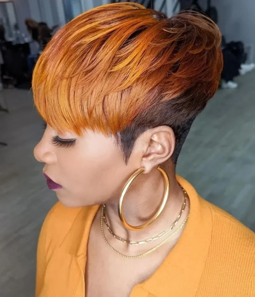 Orange und schwarzer Pixie-Cut