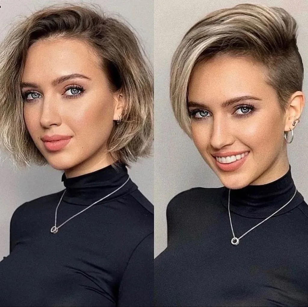 Asymmetrischer Pixie für dichtes Haar mit Undercut