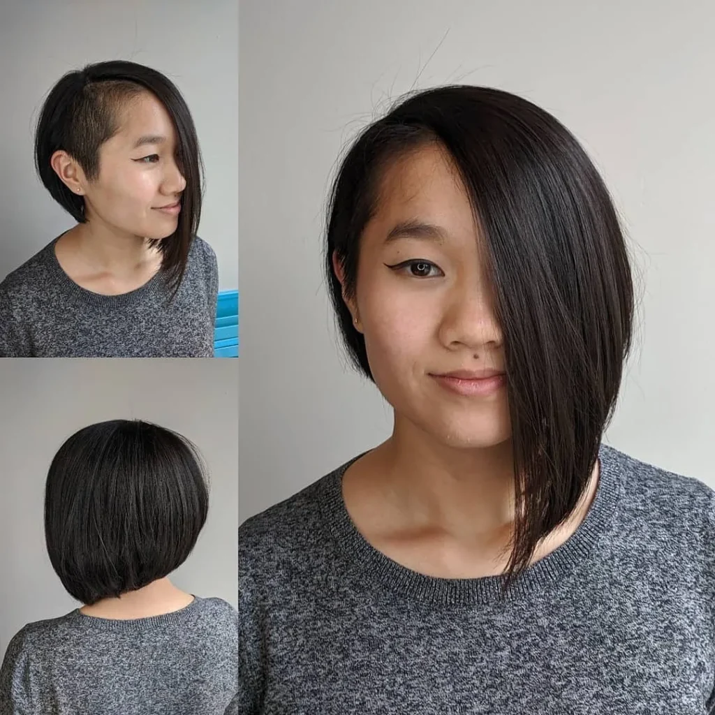 Asymmetrischer gestapelter Bob mit Undercut