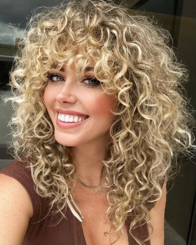 Medium Curly Hair With Bangs