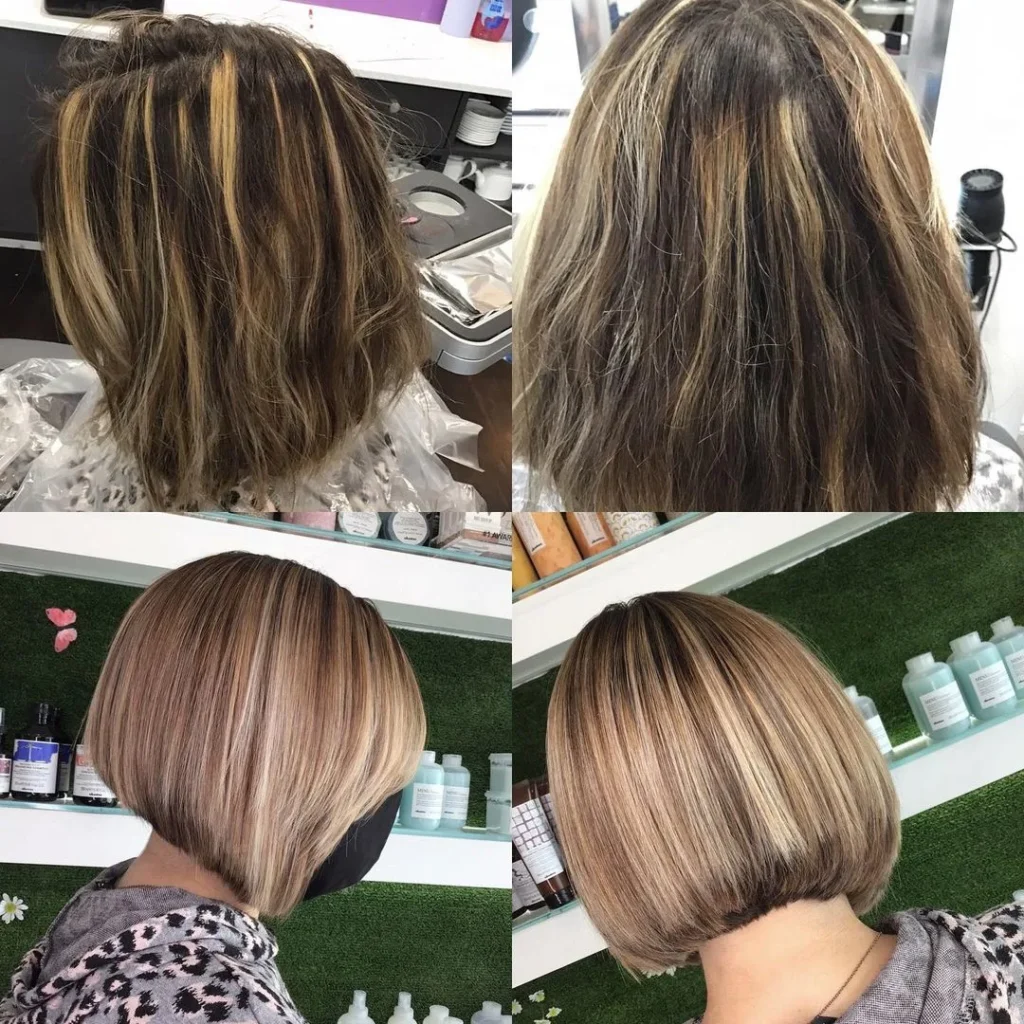 Blonde Highlights auf dunklem Haar