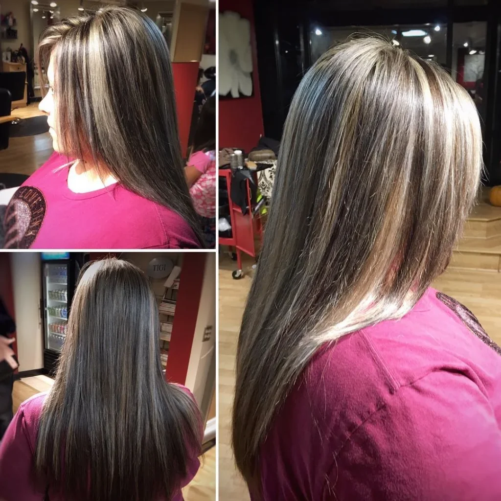 Blonde Highlights auf dunklem Latina-Haar