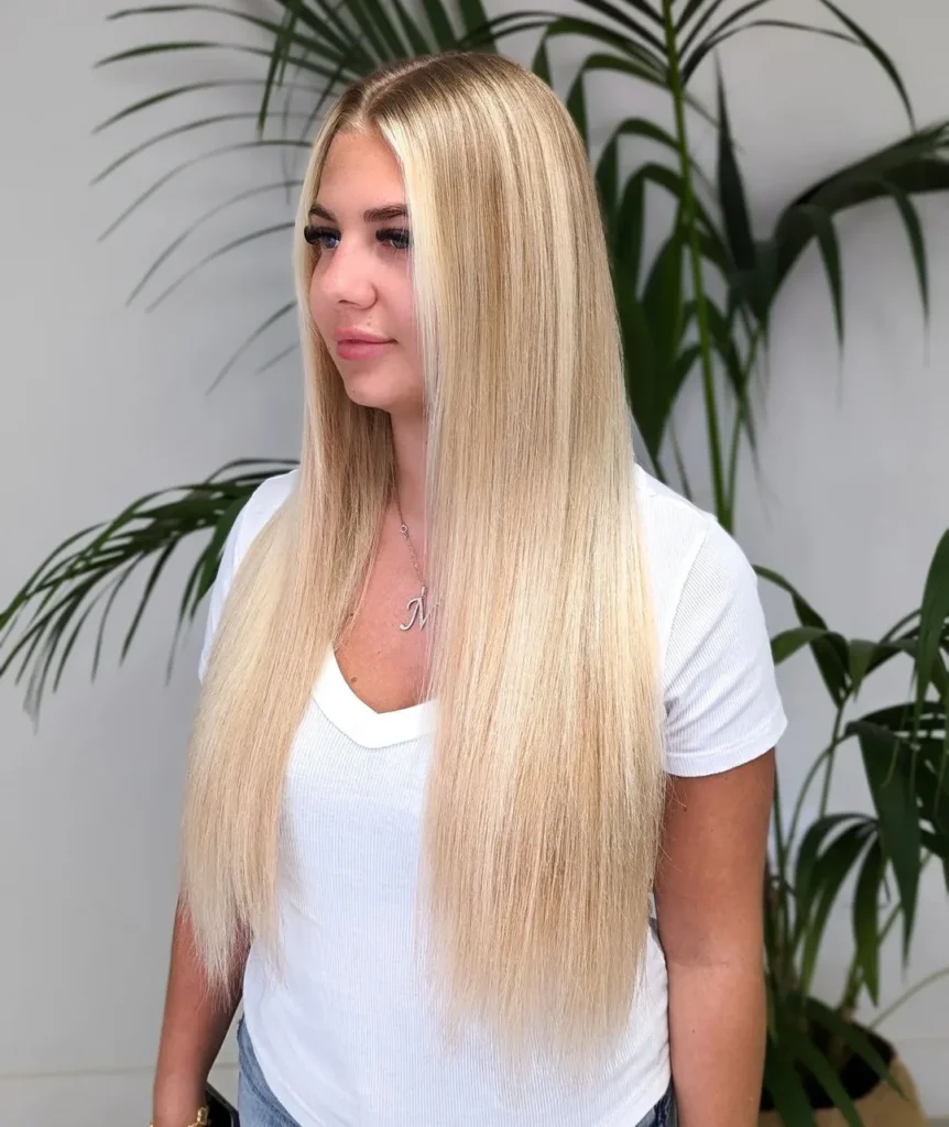 Blondes Balayage auf Extensions