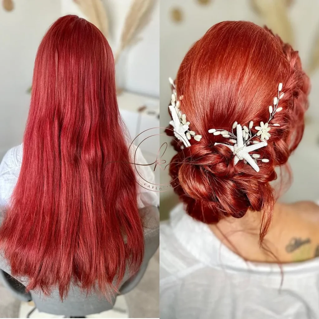 Leuchtend rotes Braut-Haar