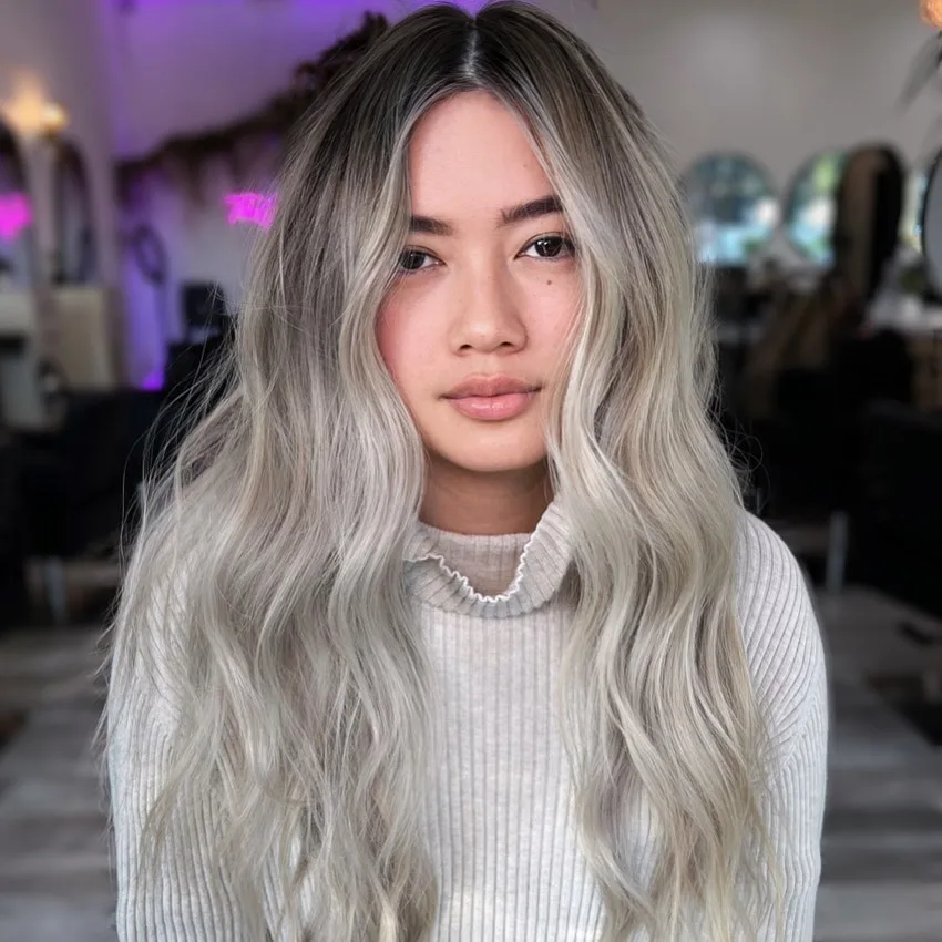 Balayage Platinblond Ombre