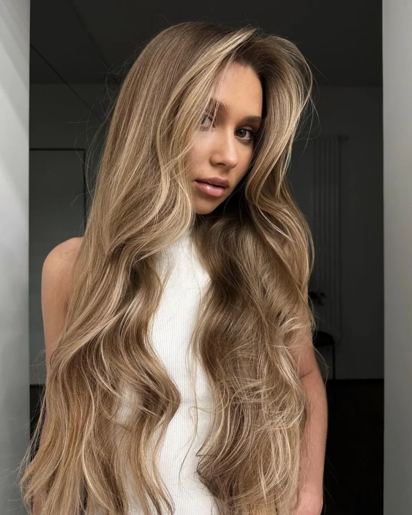 Kupferne und blonde Highlights auf dunklem Haar