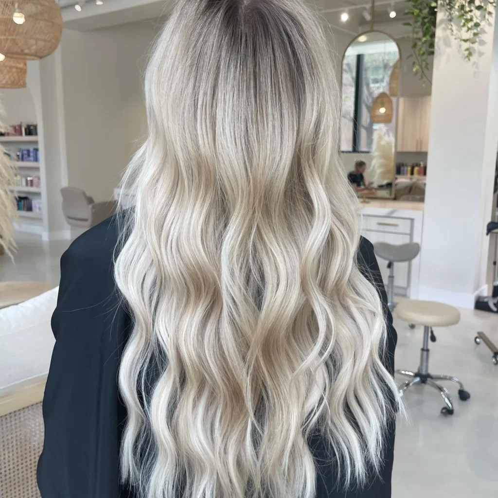 Kurzes Platinblond mit Ansatzschmelze