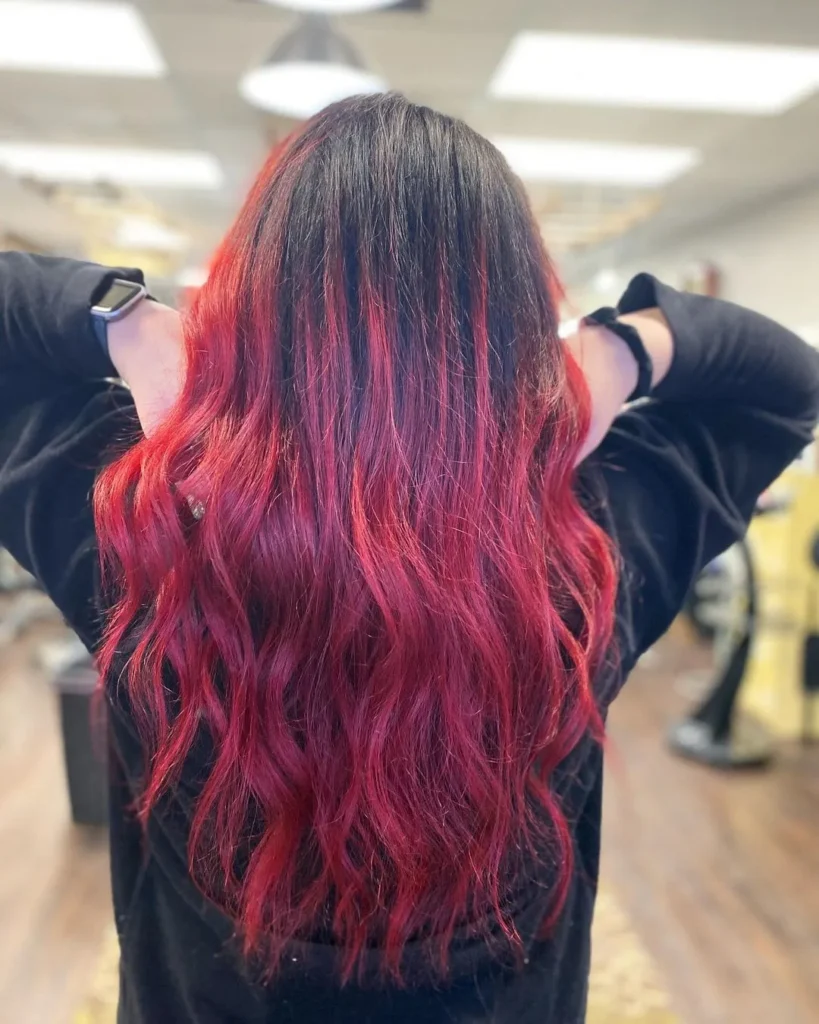 Leuchtend-Rot Balayage