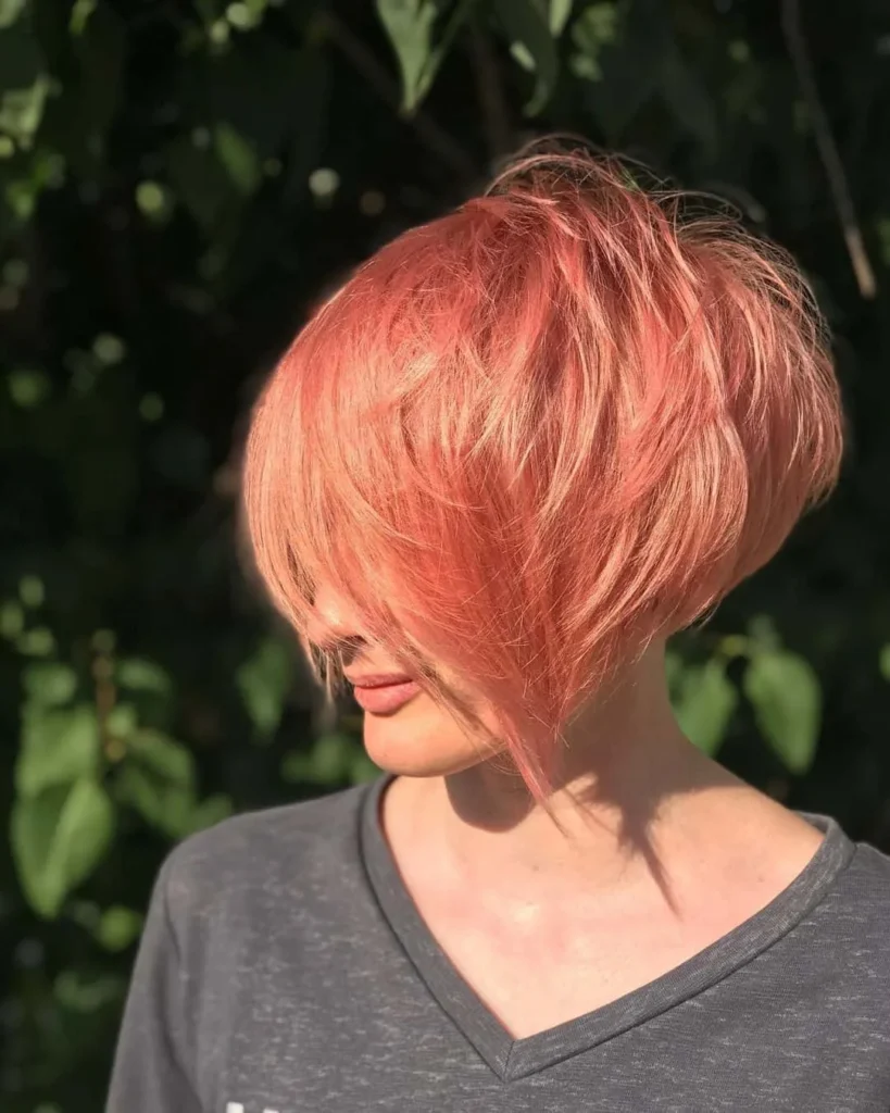 Pastellrosa Pixie-Bob-Haarschnitt