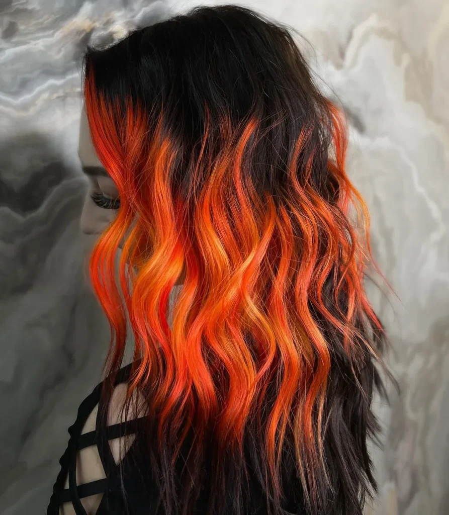 Balayage im feurigen Orange