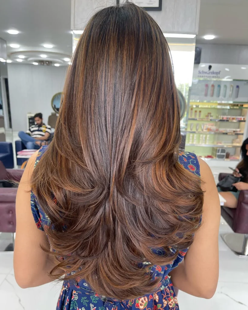 Sanftes Balayage in Schokolade und Kupfer