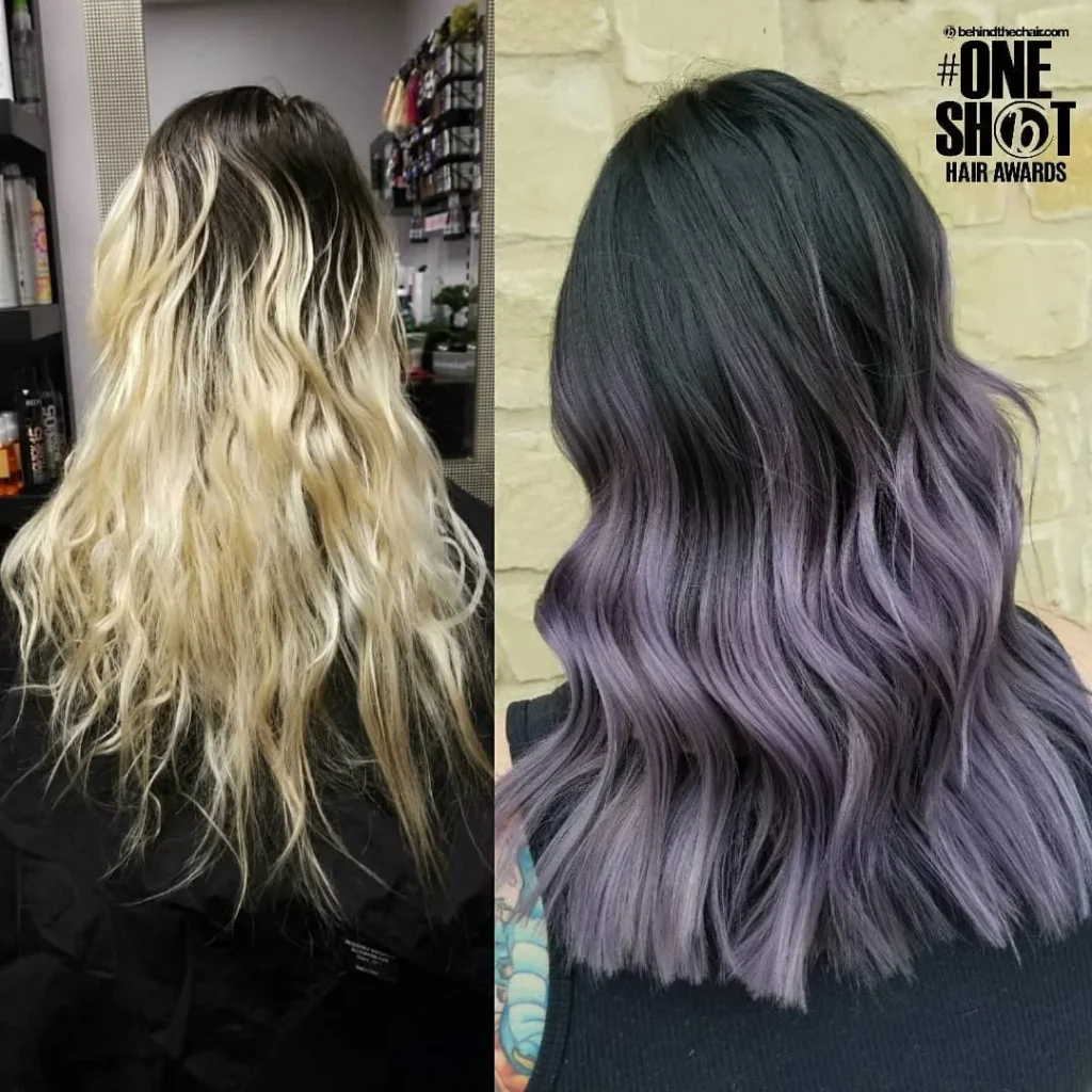 Transformation mit aschigem Violett-Balayage